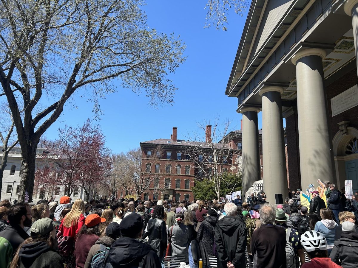  Students at Harvard University protest against the Trump Administration April 17. Protests erupted after President Donald Trump threatened to freeze $2.2 billion in grants and to revoke the university’s ability to enroll international students, according to the Boston Herald.
