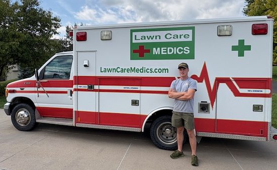 Senior Caleb Haecker named his business Lawn Care Medics. The vehicle he uses -- a retired ambulance -- helps with his marketing and carries tools and supplies. “In some ways, I may not be the best influence," said Nate Haecker, Caleb's father. "I kind of feed into this obsession of his, to grow the business, and I helped him purchase   the ambulance that he uses for his business.”
Photo courtesy of Nate Haecker