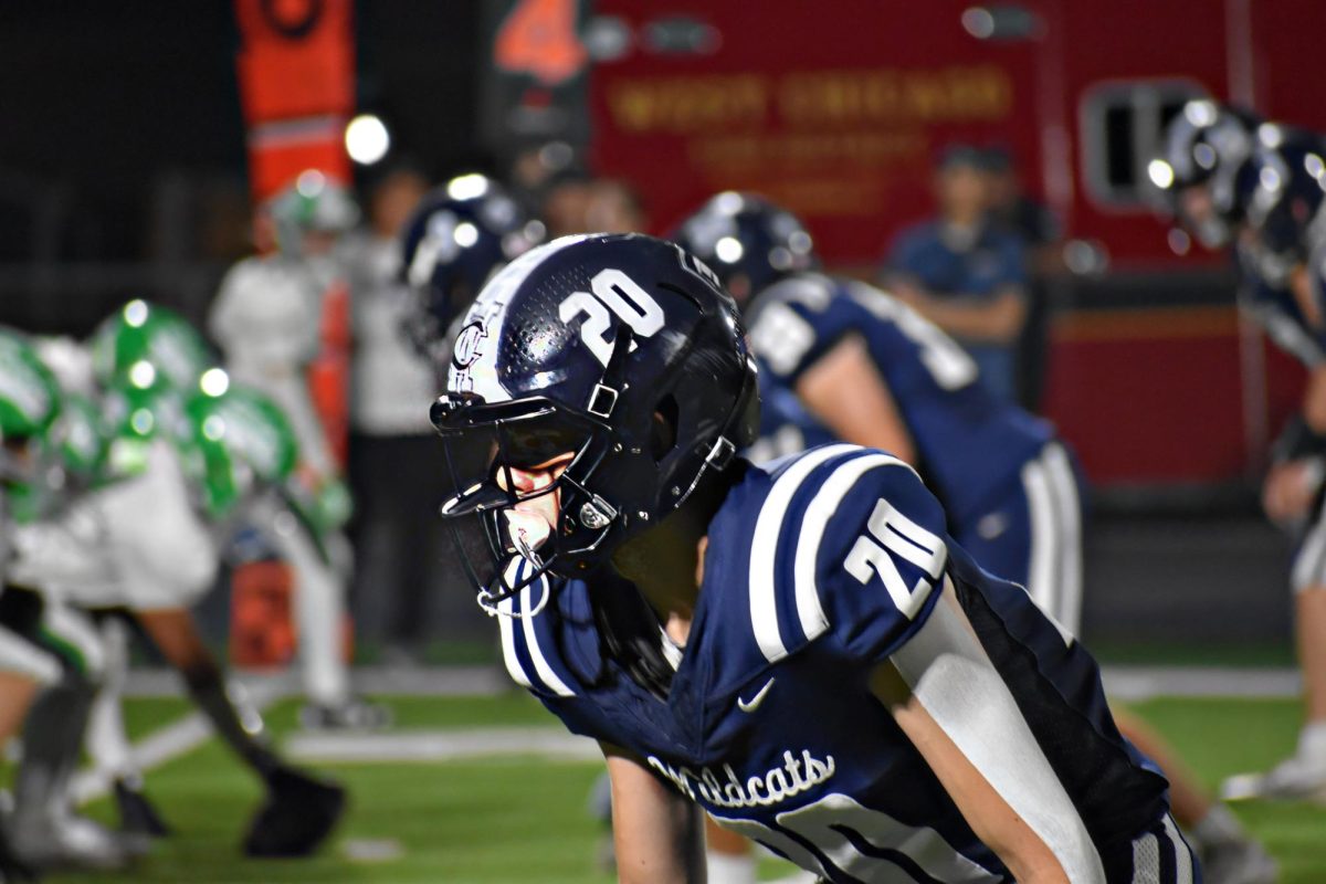 Sophomore Daniel Papp lines up at wingback during West Chicago’s 66–20 win over Ridgewood on Sept. 19 at Memorial Field. Papp also plays cornerback for the Wildcats.