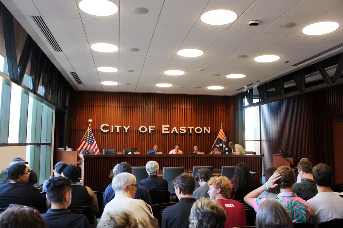 Members of the local anti-warehouse coalition wore black at Wednesday's meeting in protest.