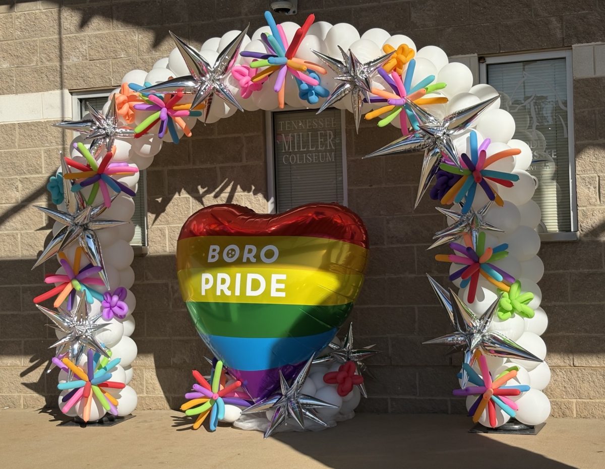 A balloon arch at Boro Pride on Oct. 4, 2025.