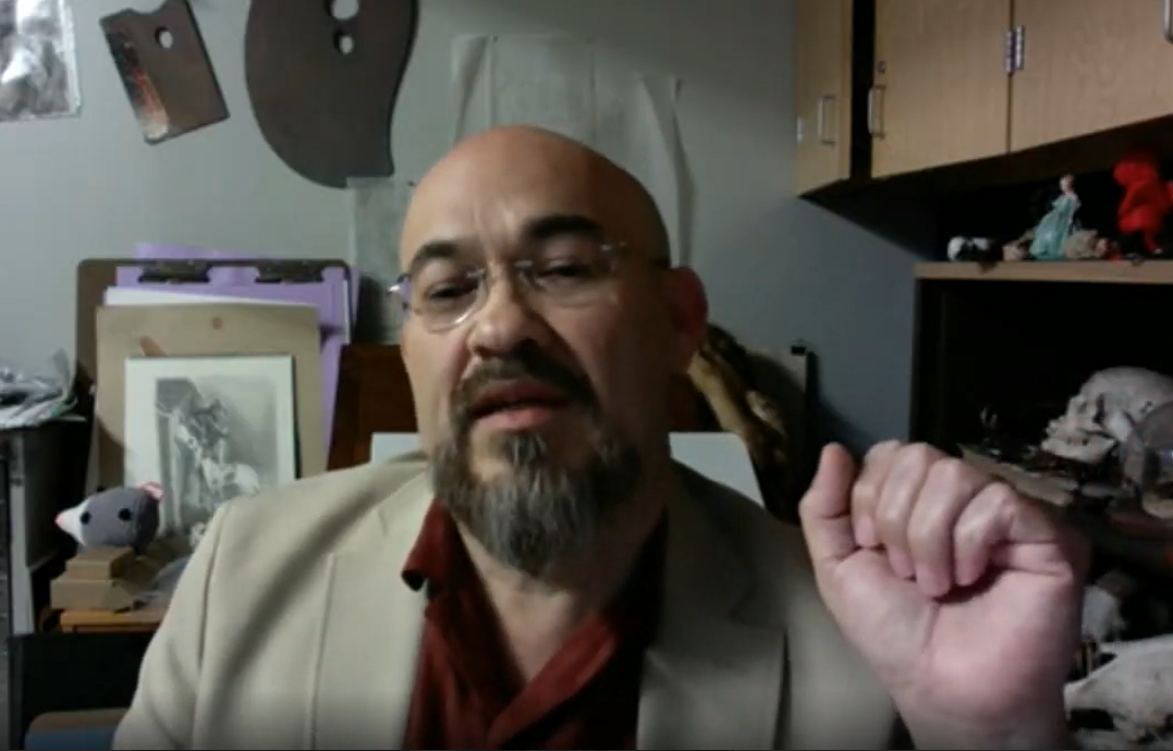 Artist and Professor Rigoberto Gonzalez speaking with The Oracle via Google Meet. 