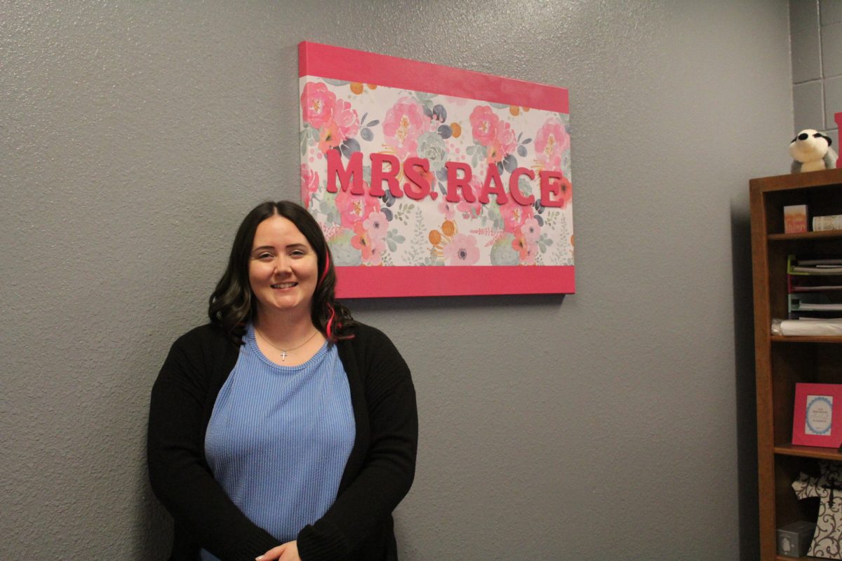 Interventionist Ashley Race added pink streaks to her hair. Race was diagnosed with breast cancer at the beginning of this school year.