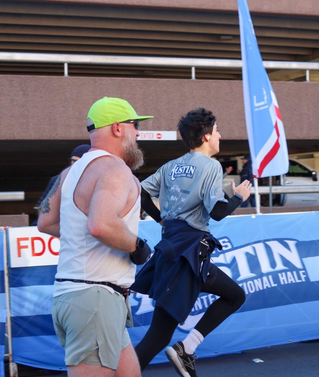 FOCUSED STRIDES: Sophomore Gerardo Gutierrez Valenzuela uses his training from Bowie High School to complete the Austin International Half Marathon. This event marks the point where all of his training is shown off.  