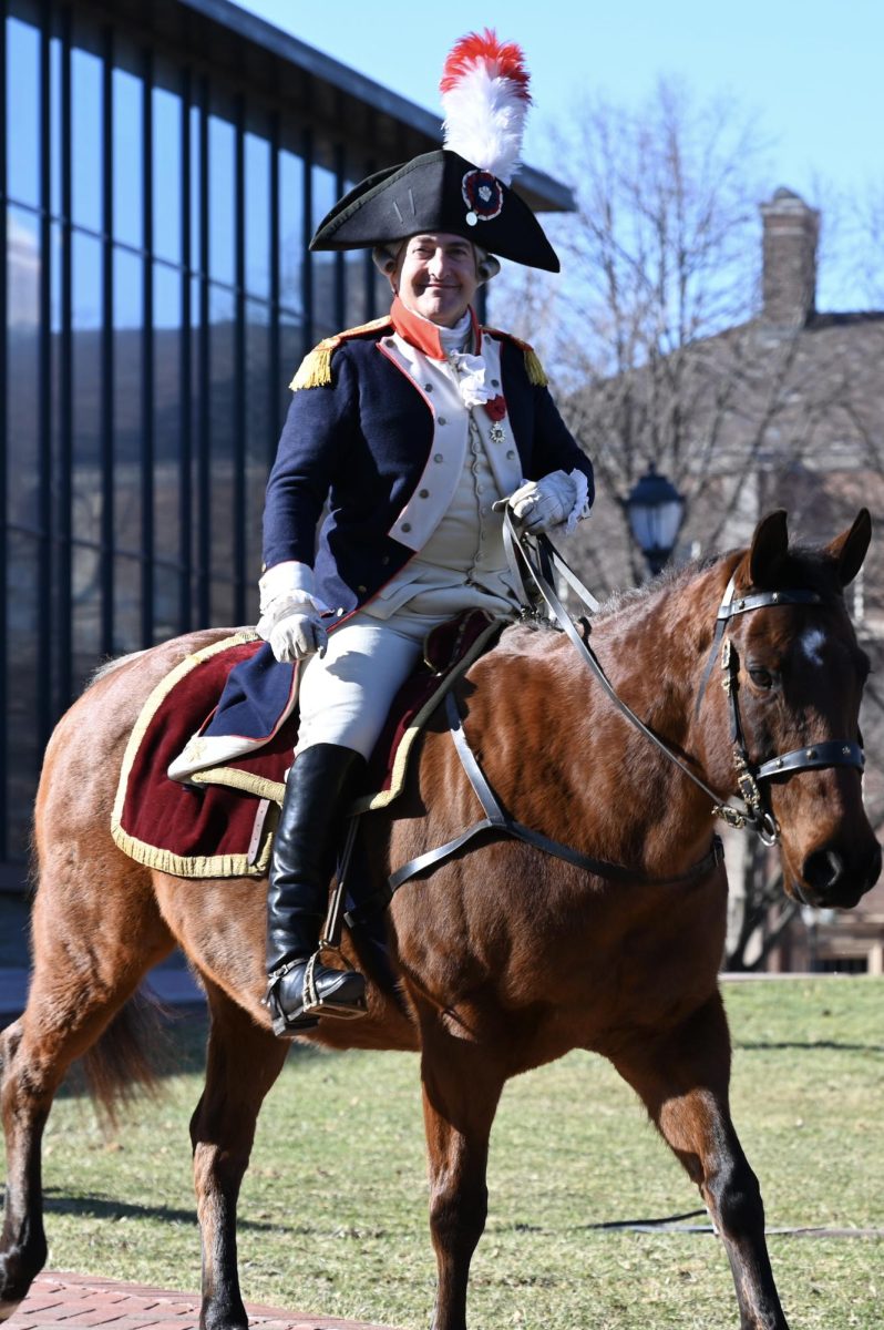 The Marquis de Lafayette suprised students by arriving on horseback.