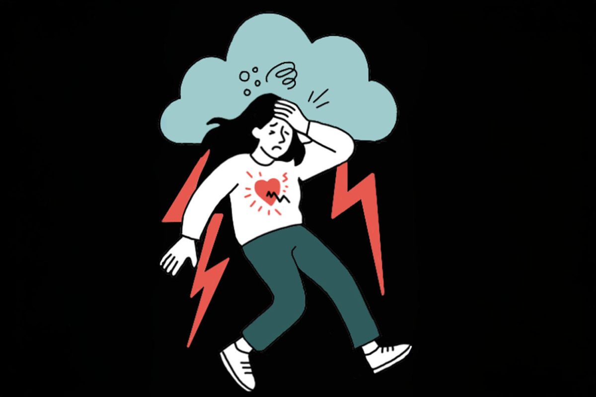 A figure clutches their head beneath a storm cloud, with red lightning bolts striking around them, as a distressed heart glows in their chest, portraying the battles waged inside bodies that appear calm on the outside. The trembling posture and swirling lines capture the hidden weight of dysautonomia, where every step is negotiated. “Most people want to feel better, and they want to function, they want to live a normal life, and they want to interact with their peers or live a life that they lived before they got sick,” said Dr. Svetlana Blitshteyn, a neurologist specialising in autonomic disorders and the founder and director of Dysautonomia Clinic.