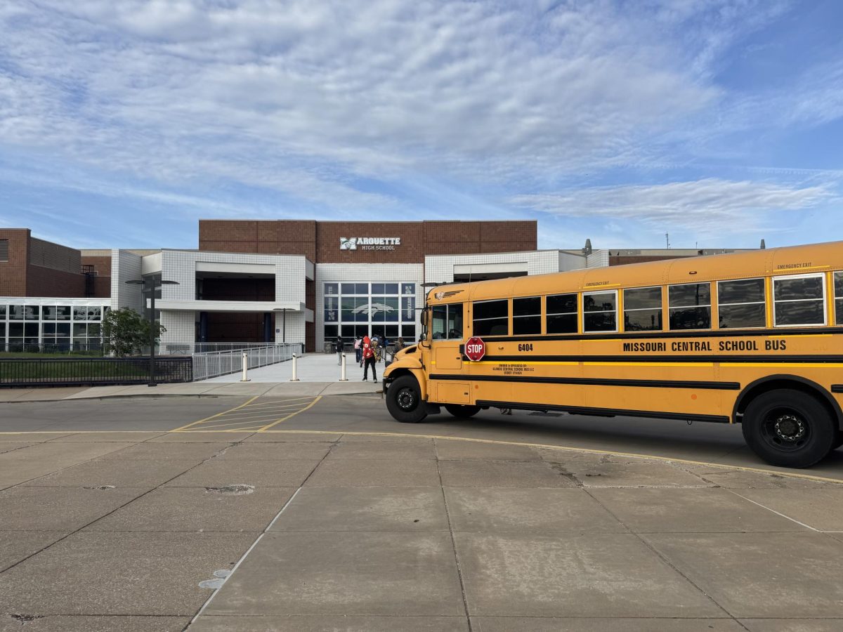 A bus unloads students on Friday, May 8. The finalized budget, now sent to be confirmed by Governor Mike Kehoe, could potentially impact K-12 transportation and education budgets across the state.